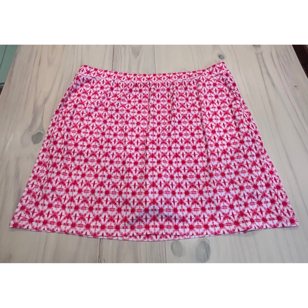 Susan Graver Red White Geometric Print Skort Womens 1X A395116 Casual Activewear